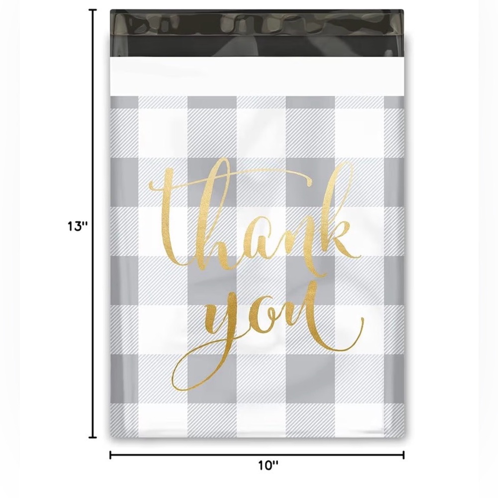 Thank You Polymailers 10x13 Gray Plaid - Picture 4 of 4